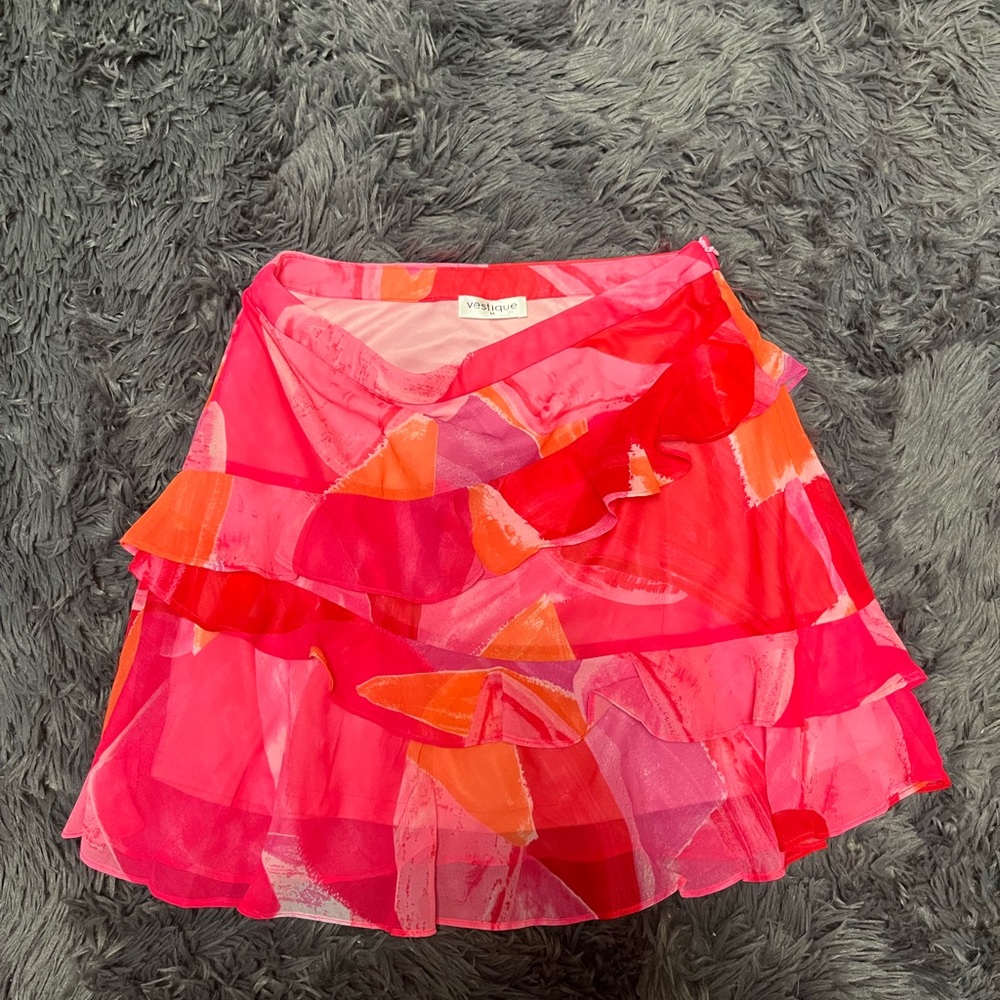 Vestique Pink and Orange Mini Skirt